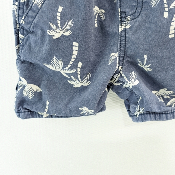 OshKosh Blue and White Palmtree Canvas Carpenter Shortalls - 24M - Picture 7 of 8